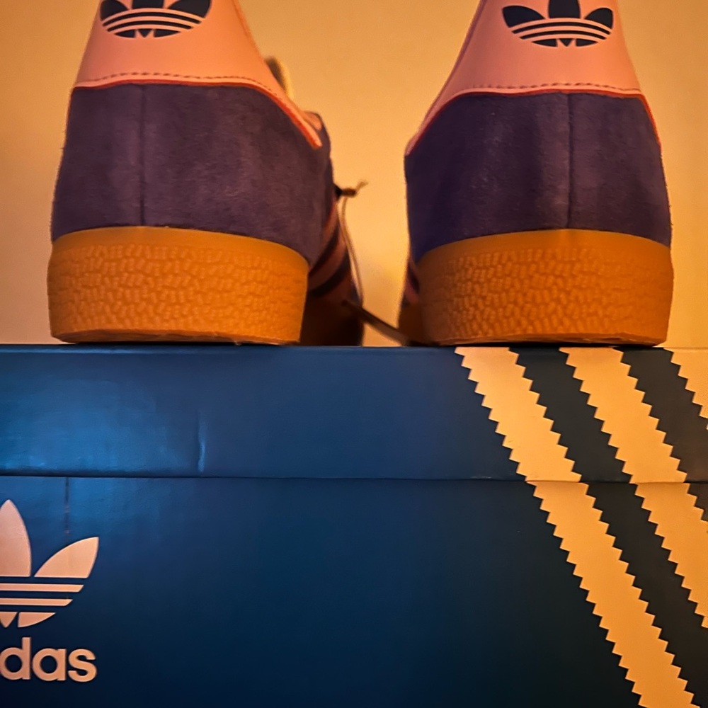 adidas Gazelle Blue and Pink Athletic Shoes - Picture 4 of 6